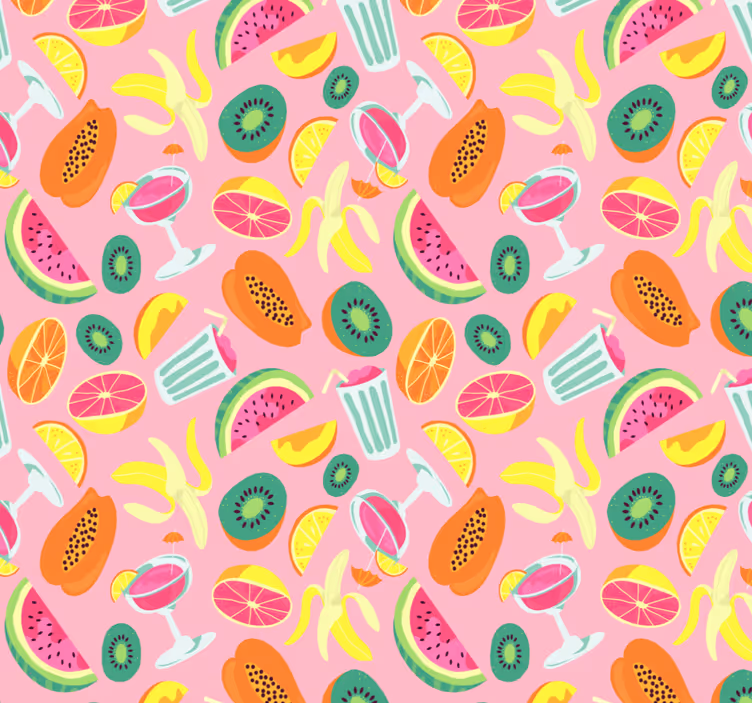 Colorful fruits pattern blinds in a kitchen - TenStickers