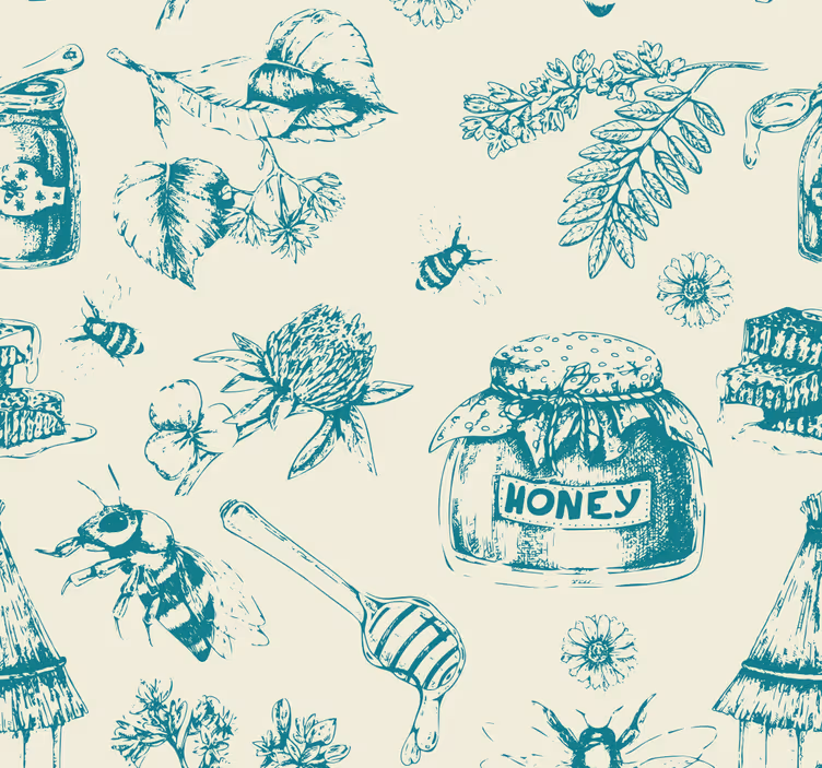 Honey turquoise pattern blinds in a kitchen - TenStickers
