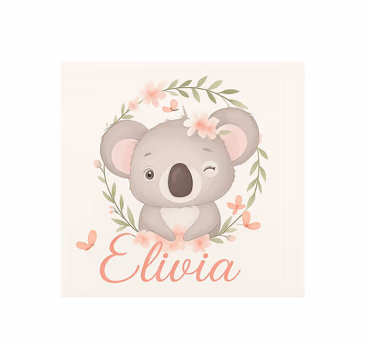 Koala with name custom roller blind - TenStickers
