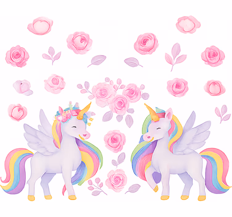 Pink unicorn and flowers blind kids - TenStickers