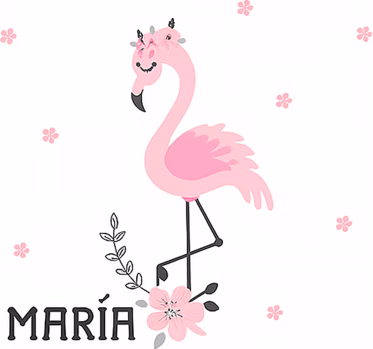 Pink flamenco with name blind kids - TenStickers