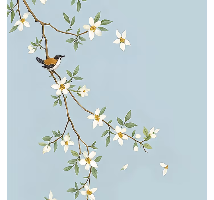 Blossoming branch birds blind master bedroom - TenStickers