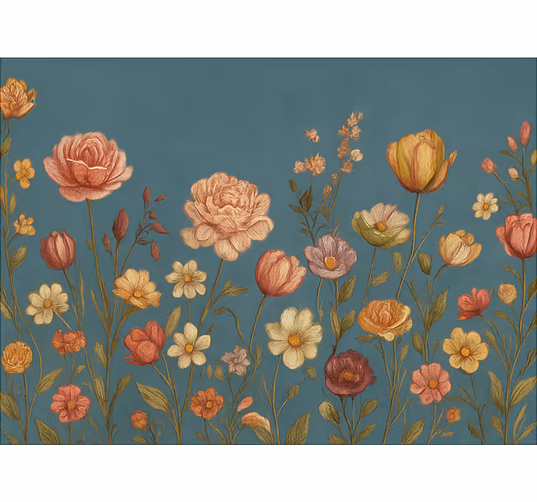 Earthy floral meadow blind master bedroom - TenStickers