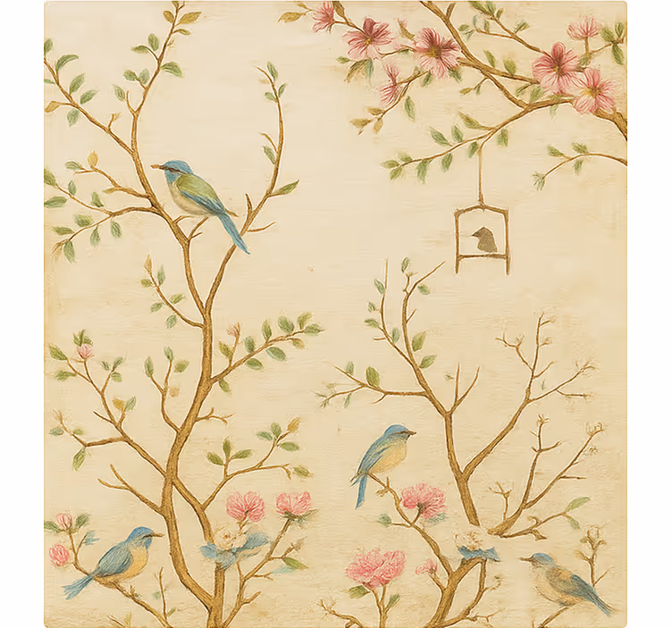 Birds blossoms branches blind kids - TenStickers