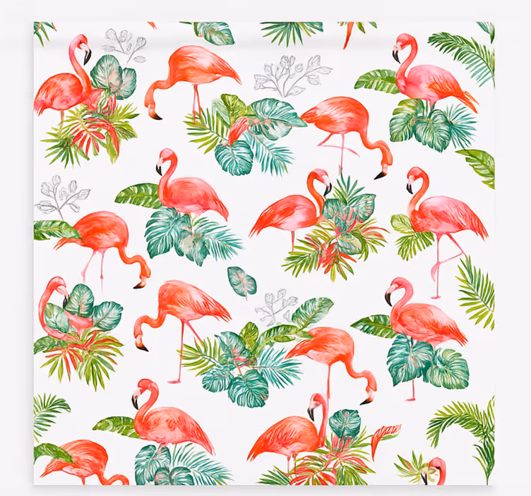 Flamingo Tropical Pattern blinds in a kitchen - TenStickers