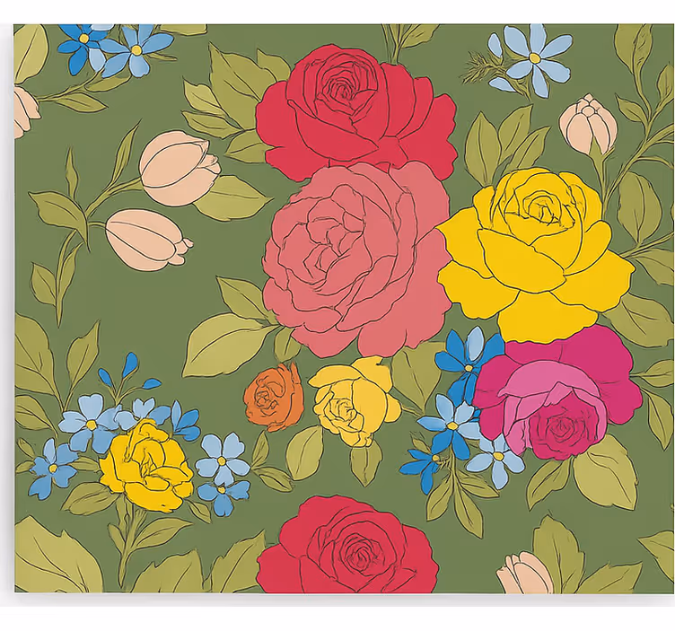 Floral rose pattern blinds in a kitchen - TenStickers