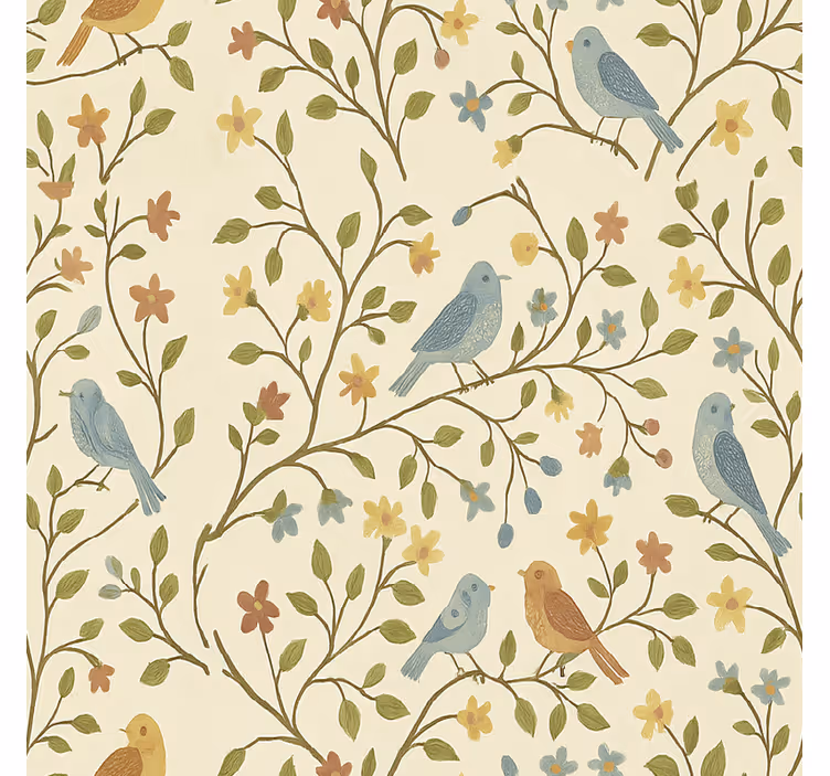 Colorful bird-and-branch living room blind - TenStickers