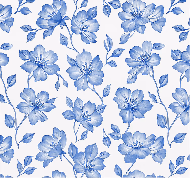 Blue and white floral blind master bedroom - TenStickers