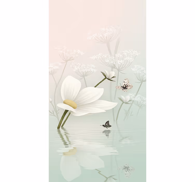 Ethereal Daisy Reflections blinds in a kitchen - TenStickers