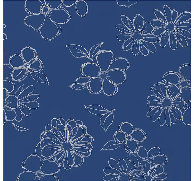 Blue outline florals blind master bedroom - TenStickers