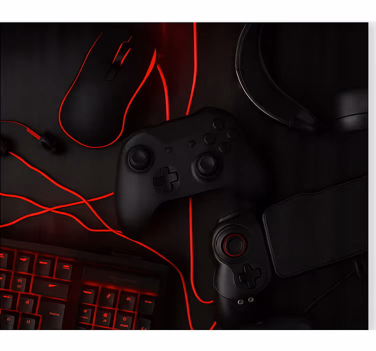 Black red gamers setup blind geek - TenStickers