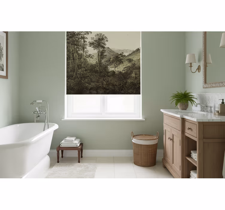 Blind trees hilly forest artwork - TenStickers