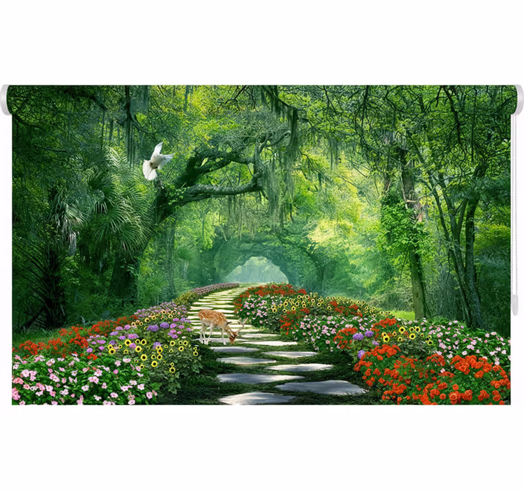Blind trees surreal woodland path - TenStickers