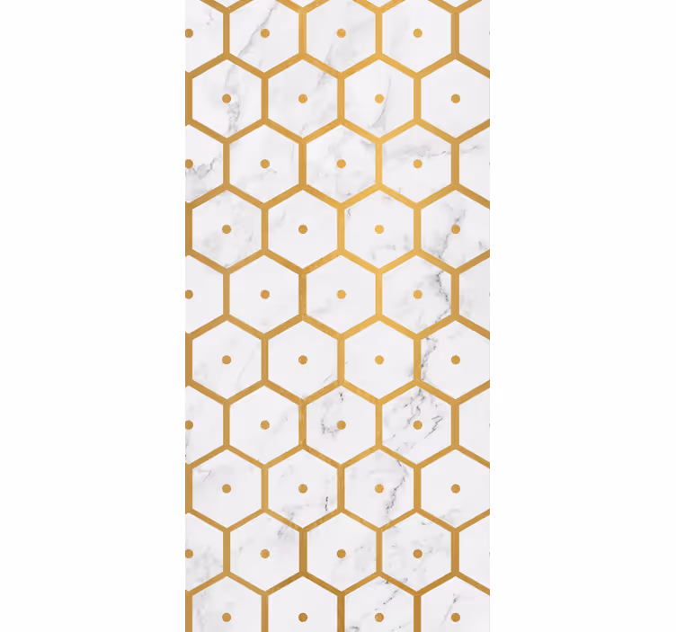 Bathroom blind in hexagonal gold marble pattern - TenStickers