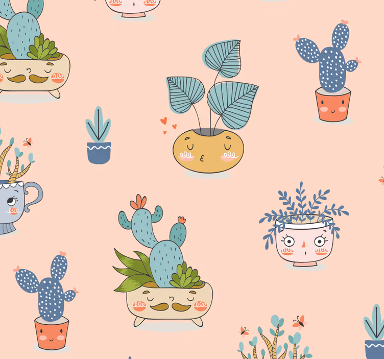 Dining room blind animated plant pots - TenStickers