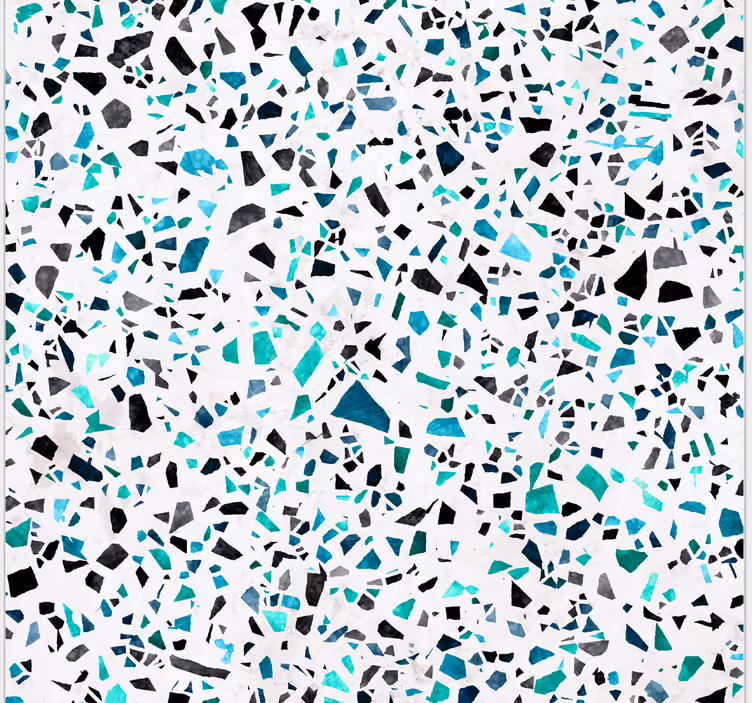 Blinds in a kitchen with blue terrazzo design - TenStickers