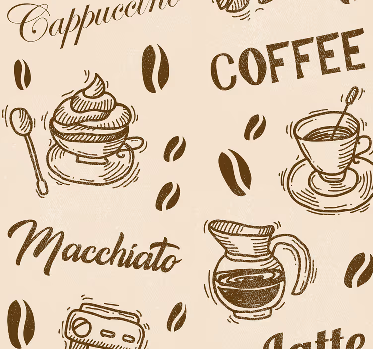 Blinds in a kitchen with coffee varieties design - TenStickers
