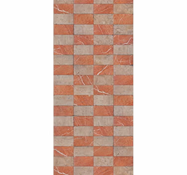 Blinds in a kitchen with geometric beige tiles - TenStickers