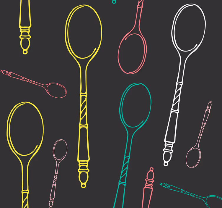 Blinds in a kitchen neon utensils design - TenStickers