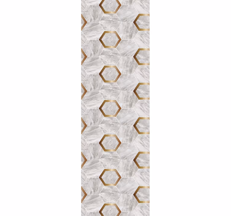 Blinds in a kitchen with grand gold marble hexagons - TenStickers