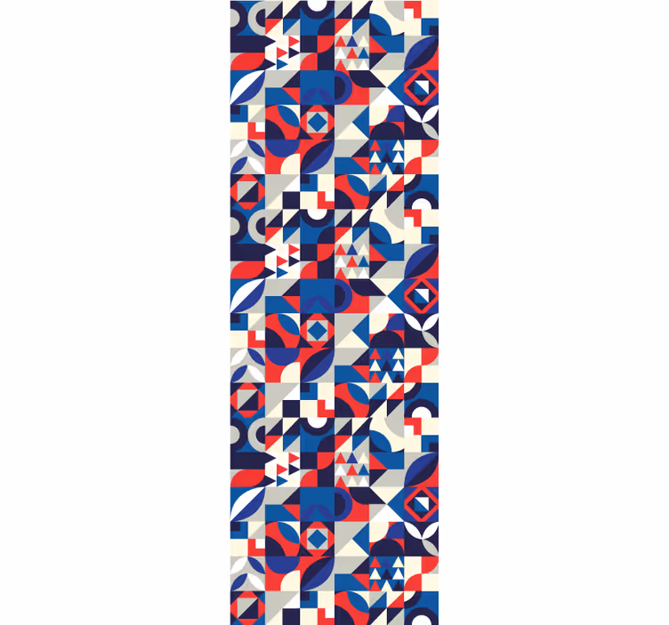 Blinds in a kitchen with red and blue mosaic pattern - TenStickers