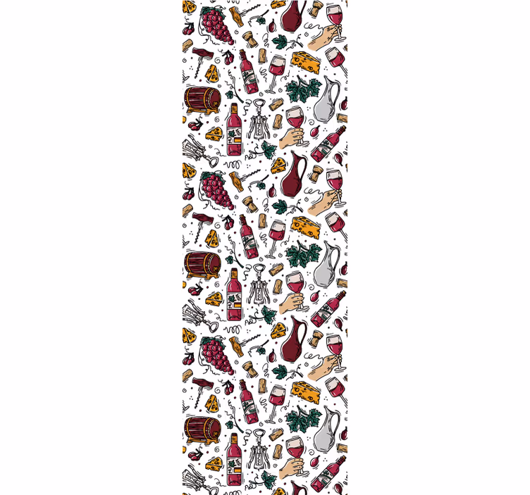 Blinds in a kitchen with vintage grapes wine cheese pattern - TenStickers