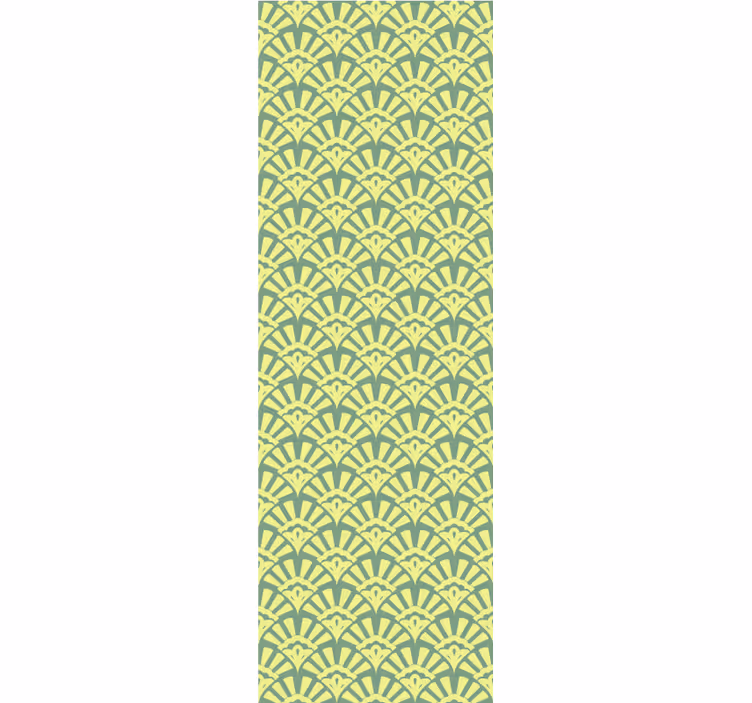 Lemon yellow 70s pattern blinds in a kitchen - TenStickers