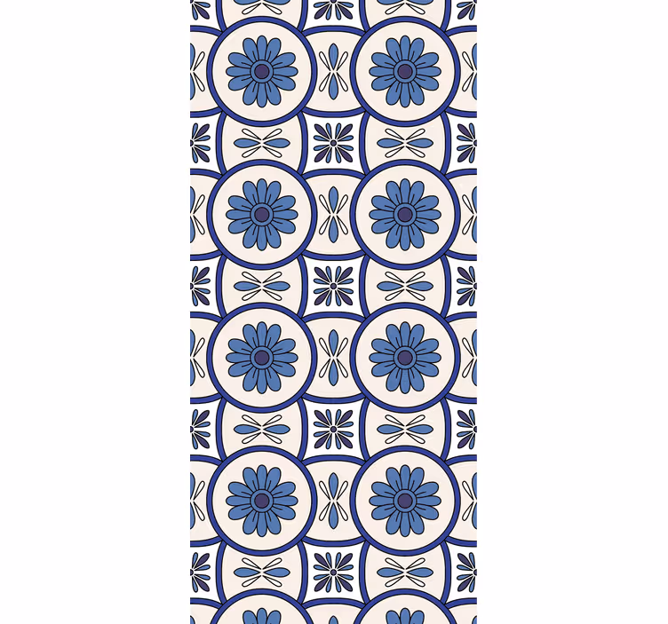Blinds in a kitchen with blue flower portuguese tile - TenStickers