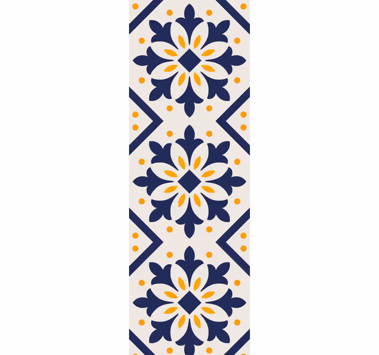 Blinds in a kitchen with blue and vibrant yellow tiles - TenStickers