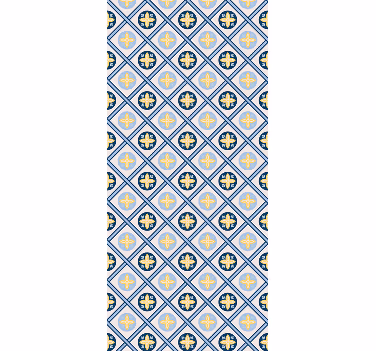 Blinds in a kitchen with baby blue and yellow tiles - TenStickers