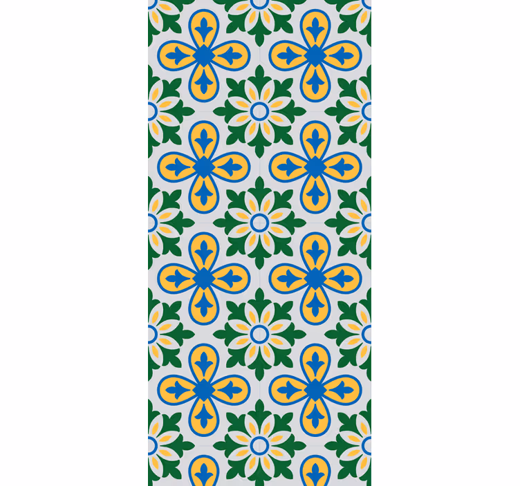 Blinds in a kitchen with yellow and blue tiles - TenStickers