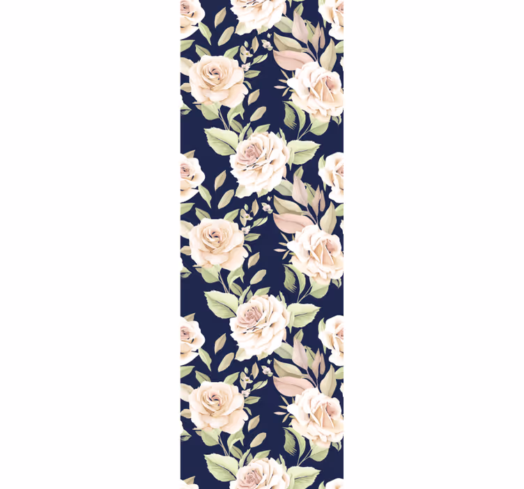 Blinds in a kitchen with vintage rose pattern on blue - TenStickers