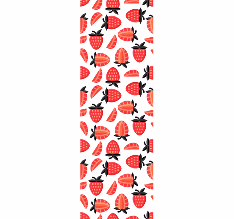 Blinds in a kitchen with realistic red strawberries pattern - TenStickers