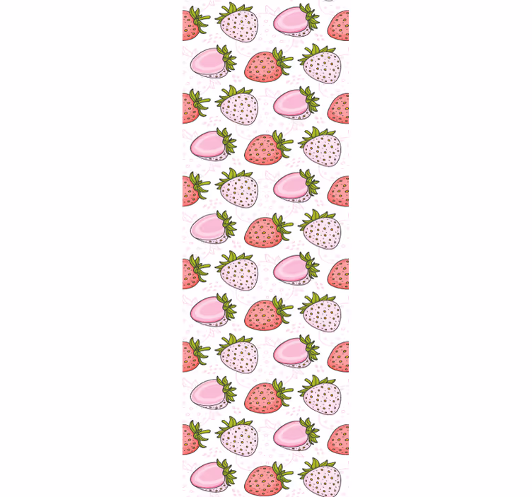 Blinds in a kitchen seamless pink and red strawberries - TenStickers