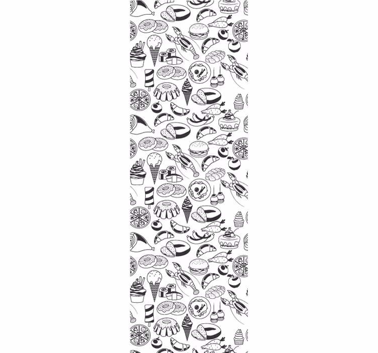 Blinds in a kitchen with food doodles pattern - TenStickers