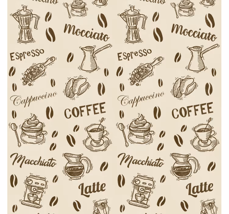 Blinds in a kitchen with 3d coffee name patterns - TenStickers