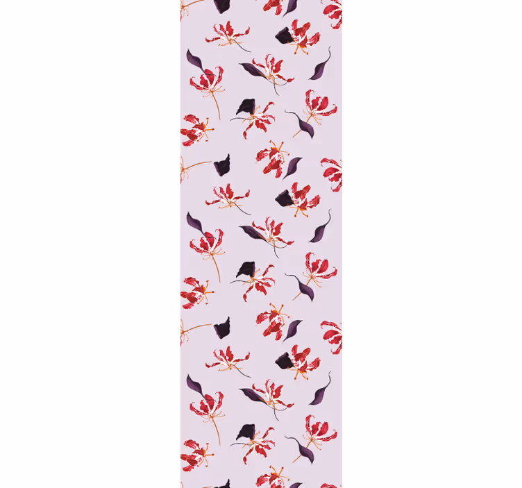Dining room blind hand drawn red lily floral design - TenStickers