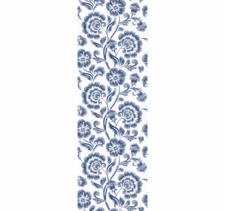 Dining room blind with blue floral grandmillenial pattern - TenStickers