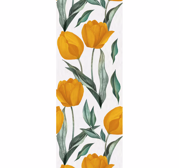 Dining room blind with yellow tulips oil painting - TenStickers