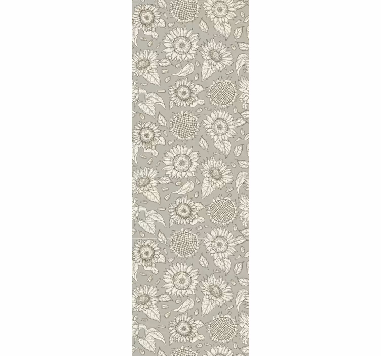 Dining room blind with gray sunflowers pattern - TenStickers