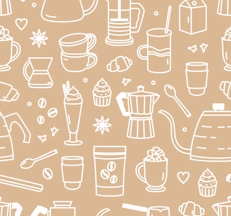 Dining room blind with coffee cups and glasses pattern - TenStickers