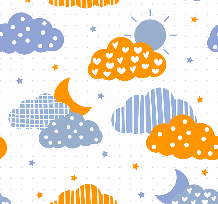 Blind kids blue and orange clouds and sun - TenStickers