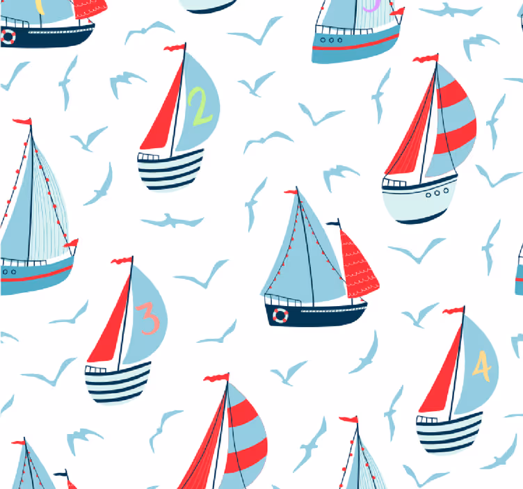 Blind kids sailboats and birds - TenStickers