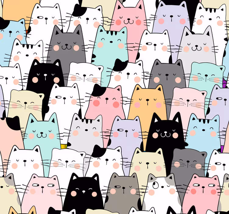 Blind kids with feline friends - TenStickers
