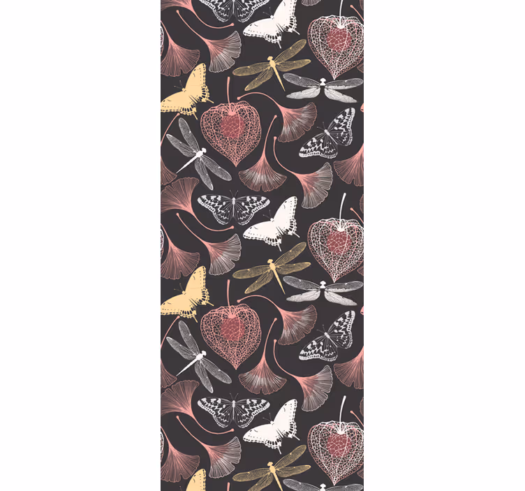 Blind kids pink leaves black butterfly pattern - TenStickers