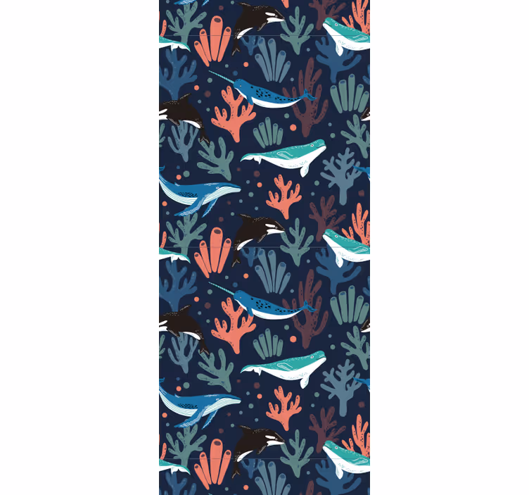 Blind kids vibrant sea creatures on blue background - TenStickers