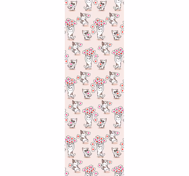 Blind kids cats with heart icons pattern - TenStickers