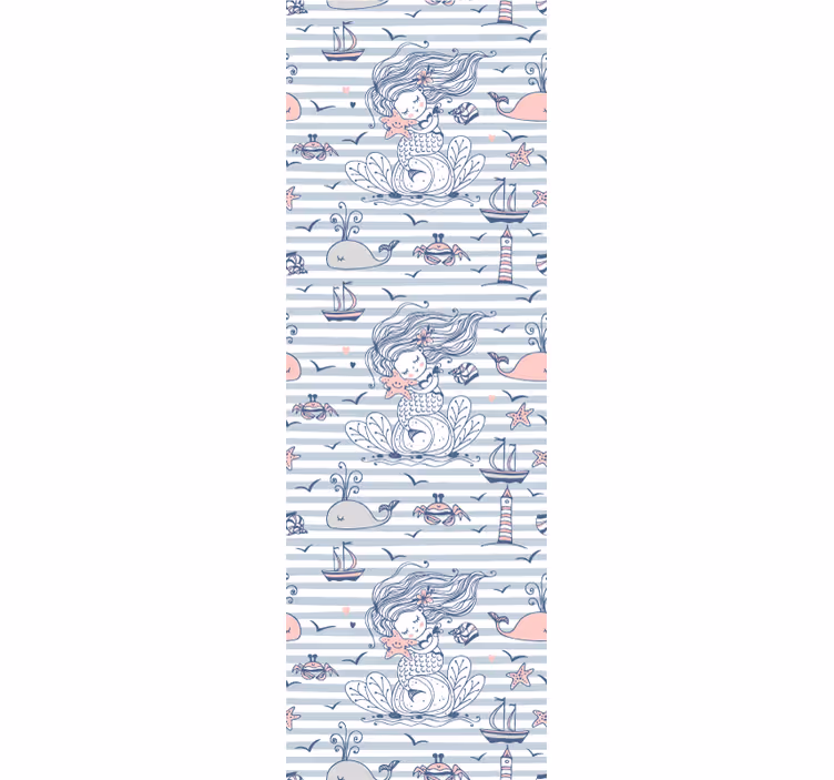 Blind kids cute mermaid and sea creatures stripes - TenStickers
