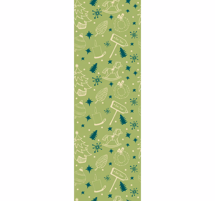 Blind kids christmas elements green background - TenStickers