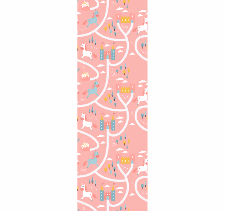 Blind kids pink cartoon unicorns and castles - TenStickers